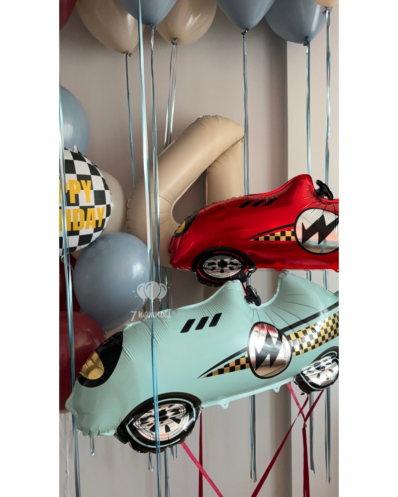 Большой набор шаров с машинками и цифрой для мальчика