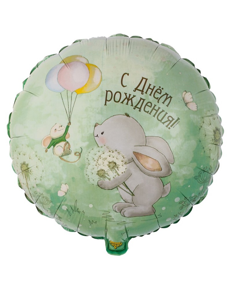 Шар С ДР Зайка с одуванчиками