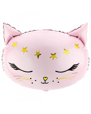 Шар (19''/48 см) Фигура, Голова, Волшебный котенок, Розовый