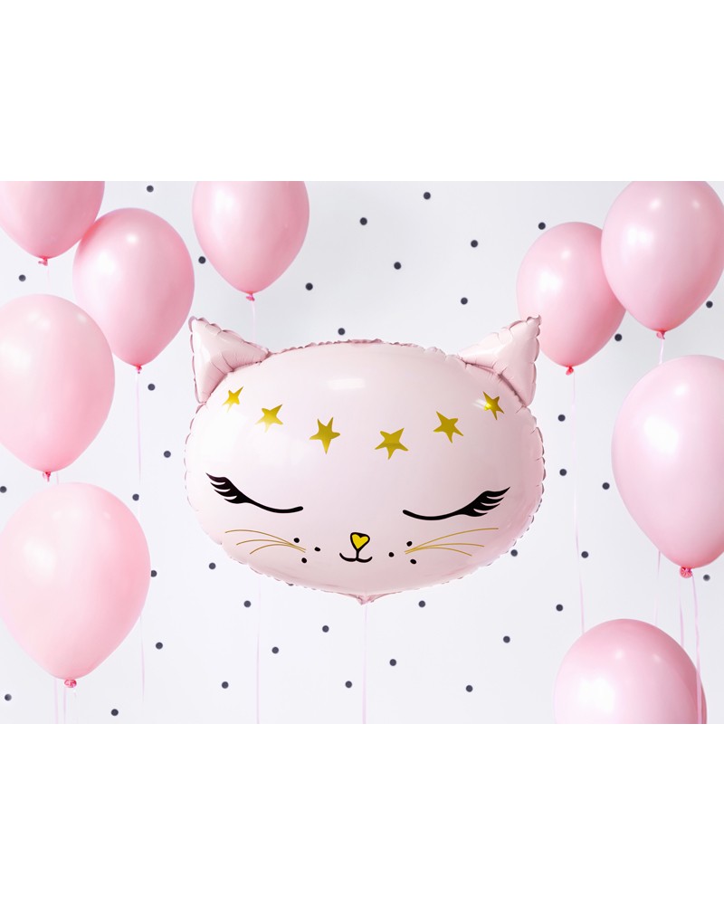 Шар (19''/48 см) Фигура, Голова, Волшебный котенок, Розовый