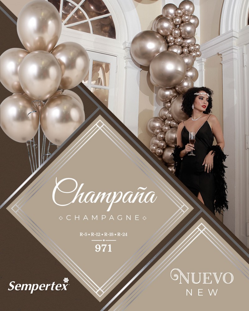 Шар (12''/30 см), с гелием, Шампань (971), хром