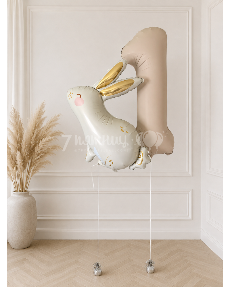 Нежный зайка и кремовая цифра 