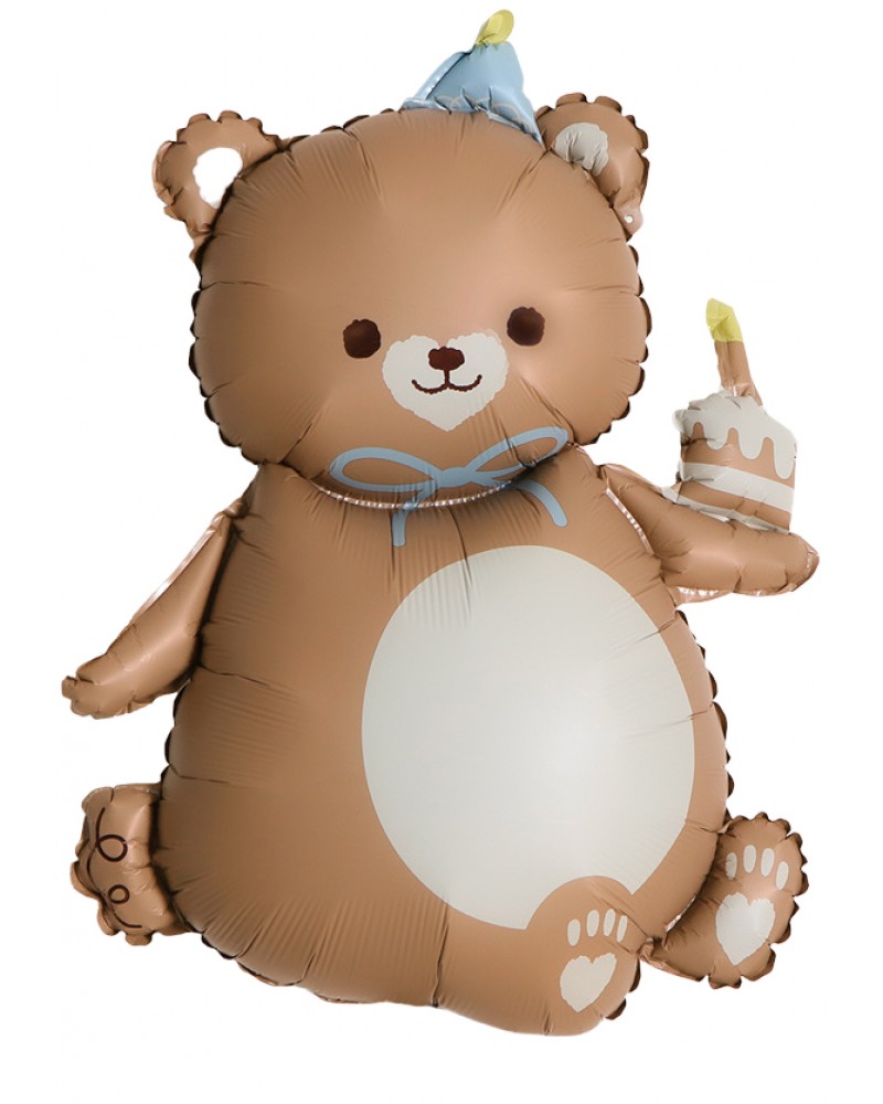 Шар Фигура, Мишка с кексиком, Коричневый, Сатин (39''/99 см)