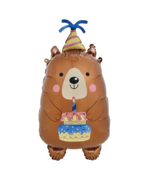 Шар (31''/79 см) Фигура, Мишка с тортом