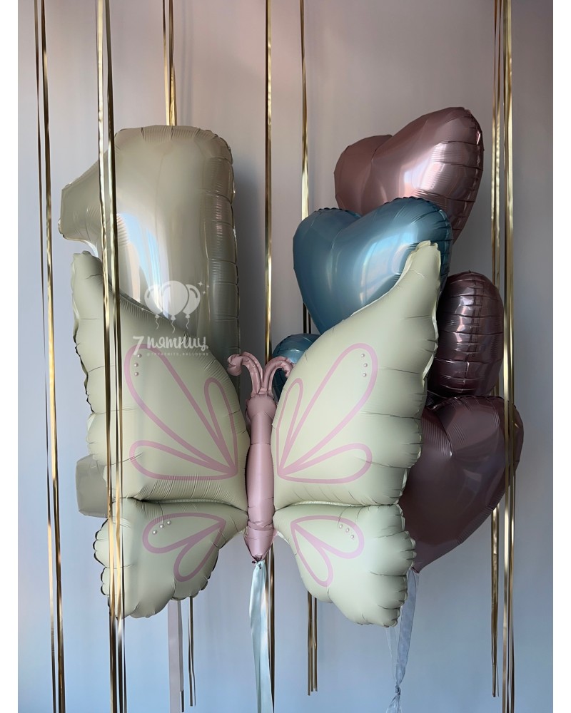 Большой набор шаров с цифрой и бабочкой