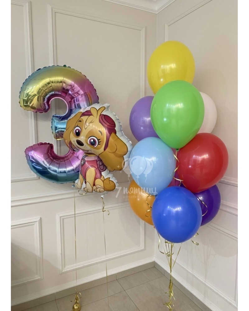 Воздушные шары с цифрой и Скай