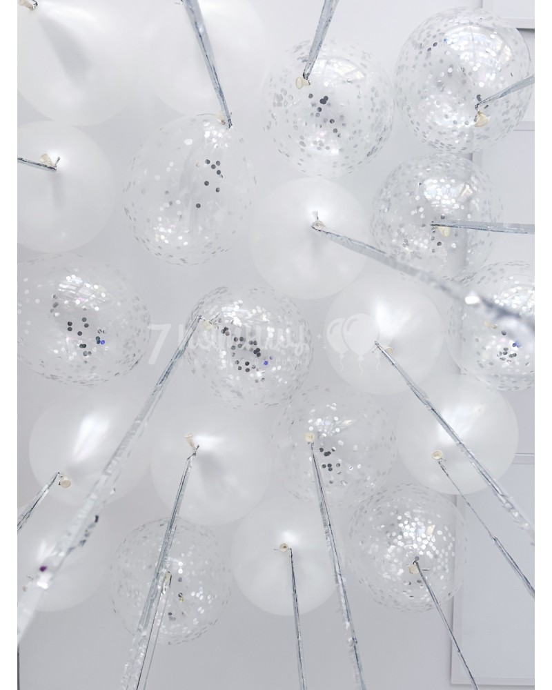 Белые шары и прозрачные с конфетти Нежное облако