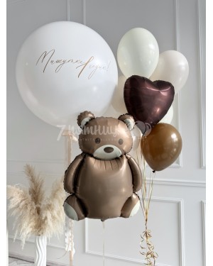 Воздушные шары на годик с мишкой