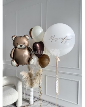 Воздушные шары на годик с мишкой