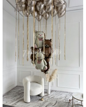 Шары Мишки  под шарами с дождиком