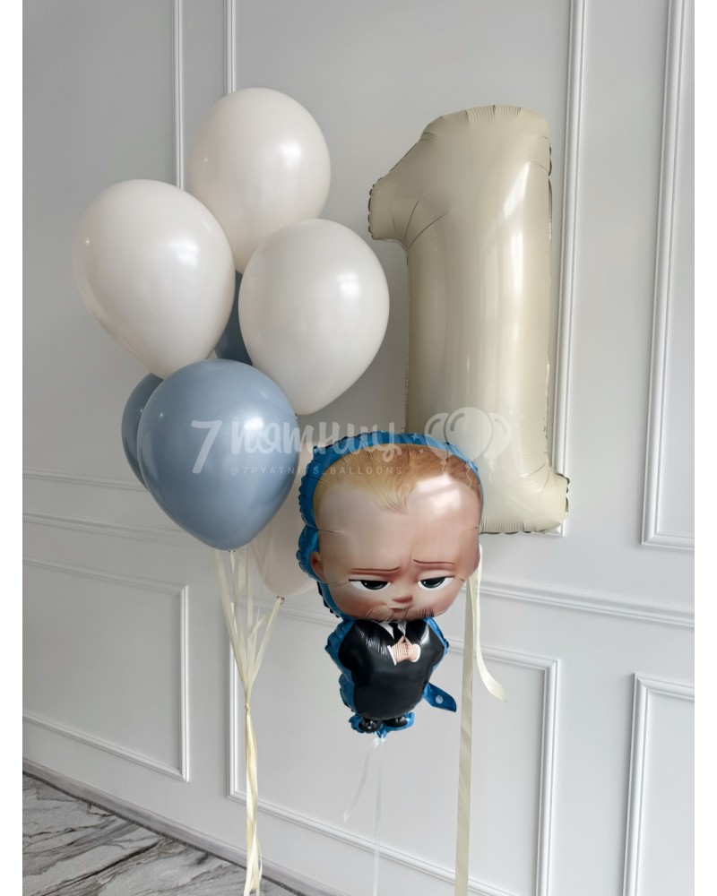 Воздушные шары для мальчика на первый годик Малыш Босс