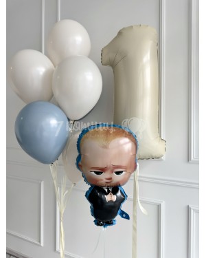 Воздушные шары для мальчика на первый годик Малыш Босс 