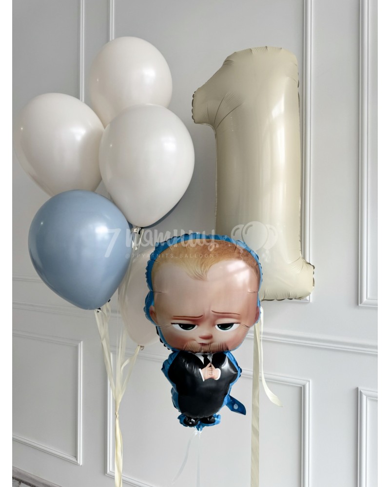 Воздушные шары для мальчика на первый годик Малыш Босс