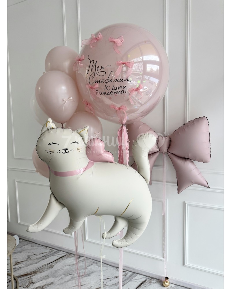 Воздушные шары для девочки с красивой кошкой