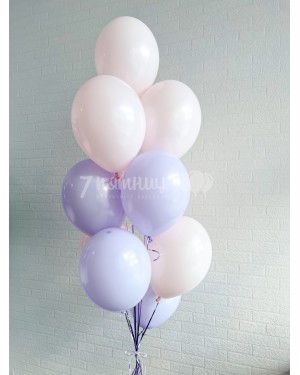 Фонтан из 10 воздушных шаров розовые и сиреневые