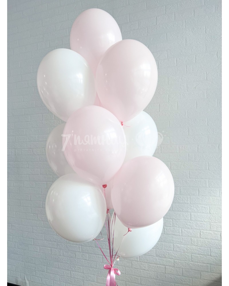 Фонтан из 10 шаров розовые и белые
