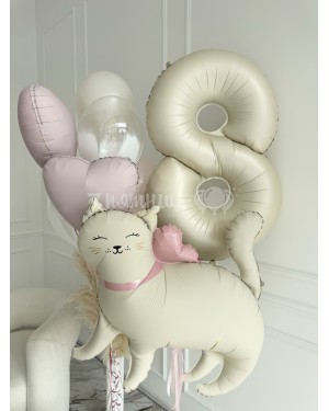 Шары для девочки с цифрой и кошкой