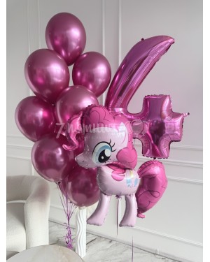 Воздушные шары с цифрой и милой Пони