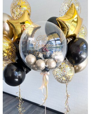 Баблс 50 см и две связки шаров «Что-то на богатом»