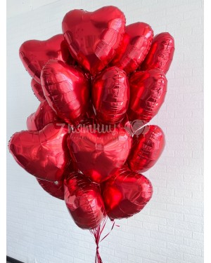 Букет красных сердец - 21 шт.