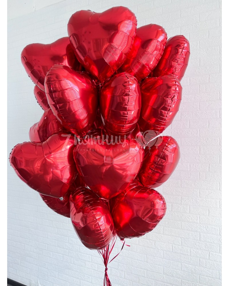 Букет красных сердец