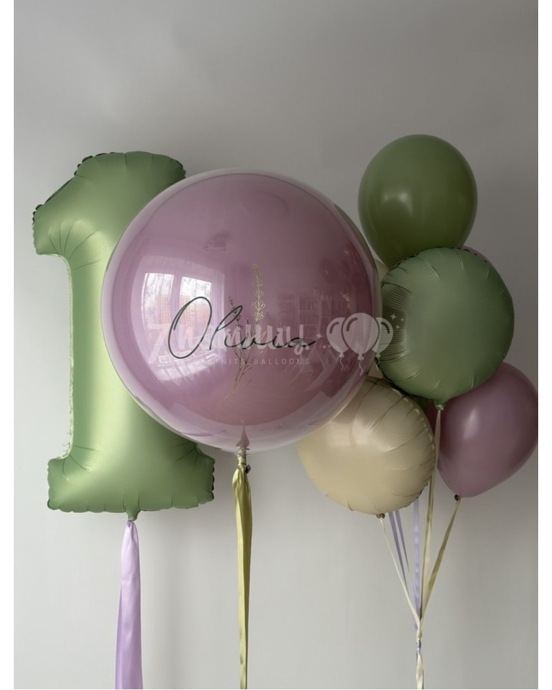 Воздушные шары Мой первый годик Лаванда