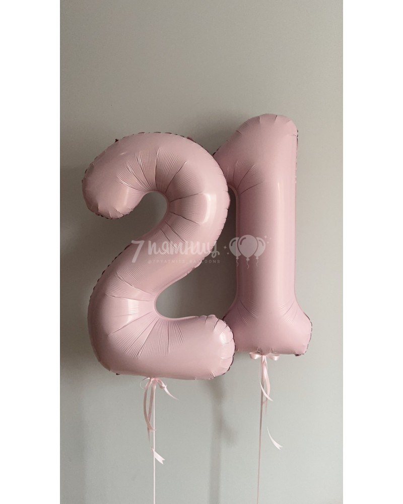 Фольгированные цифры 21 Слим розовые