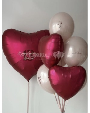 Большое сердце и фонтан шаров  для девушки
