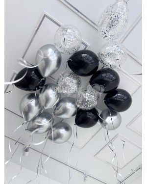 Шары под потолок серебро и черный