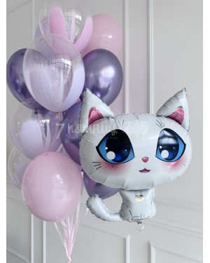 Воздушные шары для девочки Котенок белый