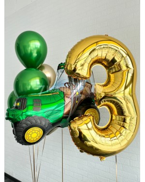 Набор шаров Зеленый Трактор с цифрой 3