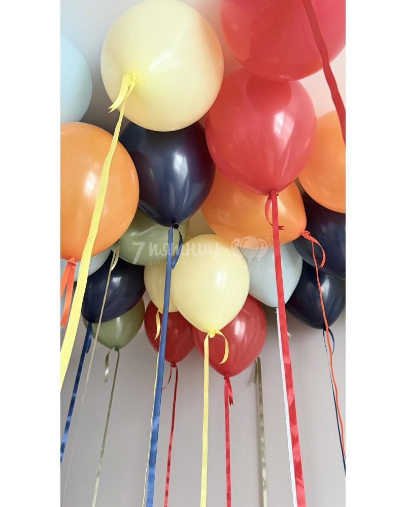 Воздушные шары на атласных лентах (пастель ассорти)