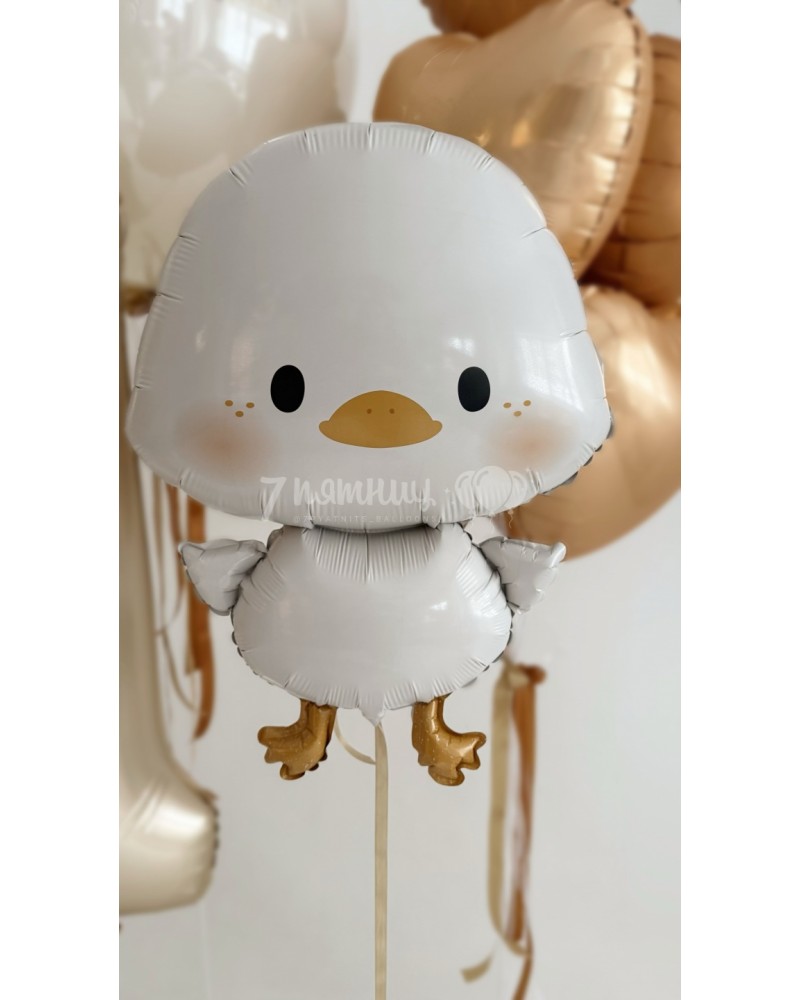 Шары на годик с цифрой и милым гусенком