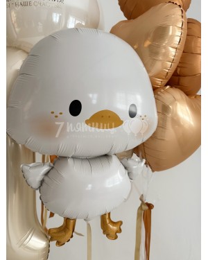 Шары на годик с цифрой и милым гусенком