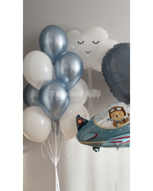 Воздушные шары на выписку с самолетиком