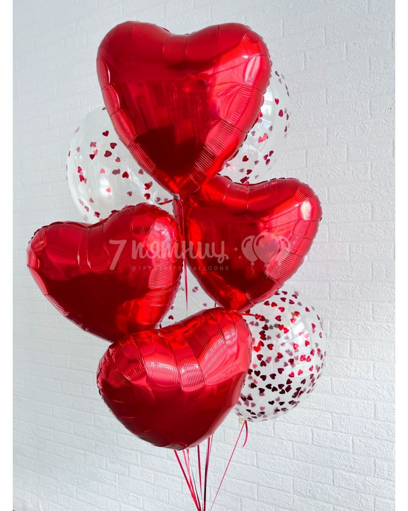 Воздушные шары с конфетти и сердца