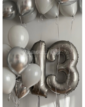 Воздушные шары Лунное серебро с цифрами