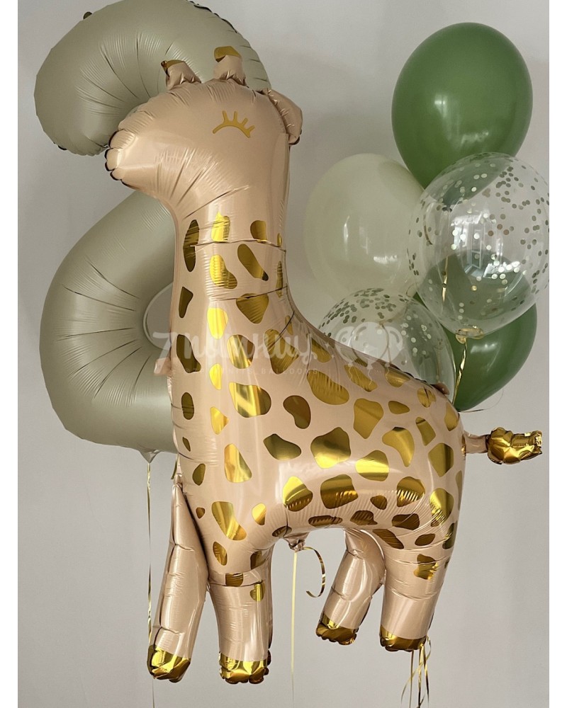 Шары с жирафом и цифрой для малыша