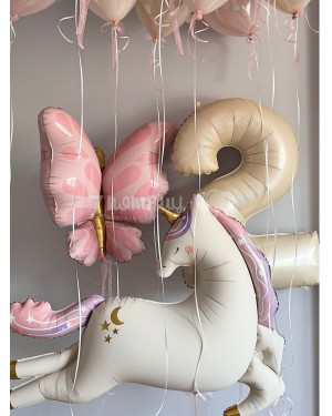 Розовые шары с Единорогом и Бабочкой