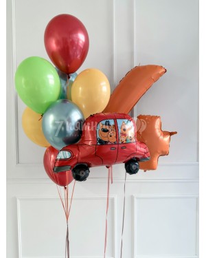 Яркий набор шаров с машинкой Три кота