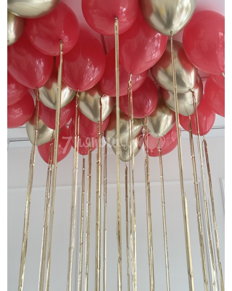 30 шаров под потолок на дождике