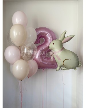 Воздушные шары для девочки с цифрой и милым зайкой