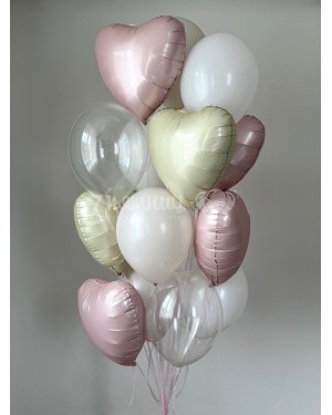 Розовые и бежевые воздушные шары для девушки