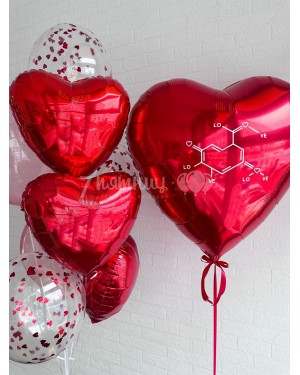 Большое сердце и фонтан из 8 шаров - это любовь