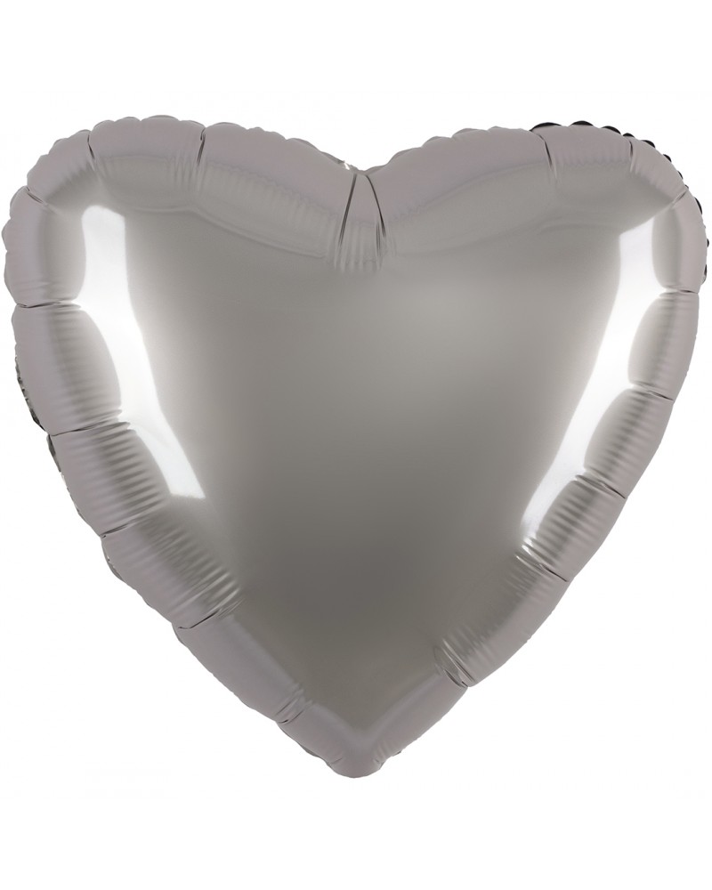 Шар (18''/46 см) Сердце, Лунное Серебро, Матовый
