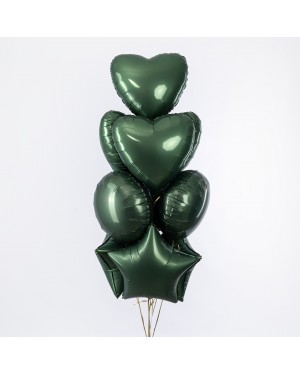 Шар (18''/46 см) Сердце, Темно-зеленый, Сатин