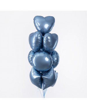 Шар (18''/46 см) Сердце, Стальной синий, Сатин