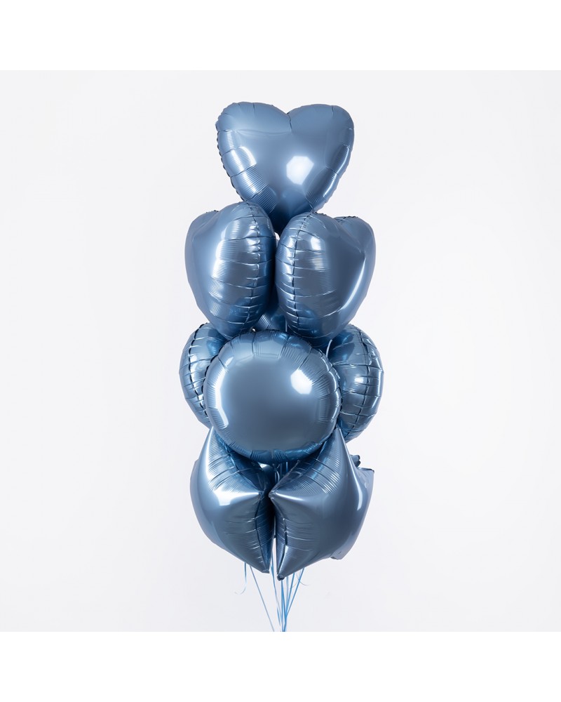 Шар (18''/46 см) Сердце, Стальной синий, Сатин