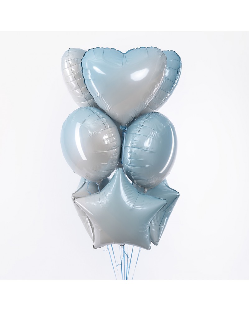 Шар (18''/46 см) Сердце, Голубой, Градиент
