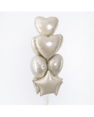 Шар (18''/46 см) Сердце, Кремовый, Сатин